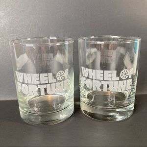 Wheel of Fortune Low Ball Drinking Glasses 2 Cups